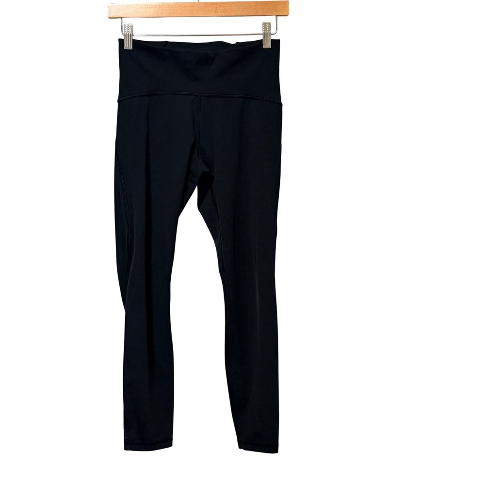 Lululemon Black High Rise Mesh Panel Leggings Size 6 Activewear 25.5 Inseam